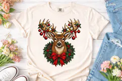 Christmas Reindeer Wreath PNG Sublimatio Product Image 2