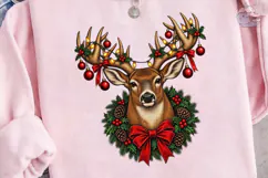 Christmas Reindeer Wreath PNG Sublimatio Product Image 3