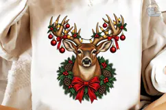 Christmas Reindeer Wreath PNG Sublimatio Product Image 4