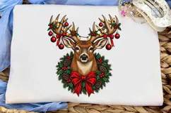 Christmas Reindeer Wreath PNG Sublimatio Product Image 5