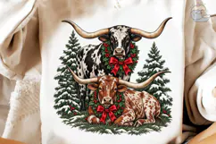 Christmas Longhorn Cattle PNG Sublimatio Product Image 4