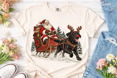 Santa Black Dog Sleigh PNG Sublimation Product Image 2