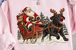 Santa Black Dog Sleigh PNG Sublimation Product Image 3