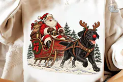 Santa Black Dog Sleigh PNG Sublimation Product Image 4