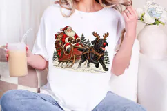 Santa Black Dog Sleigh PNG Sublimation Product Image 5