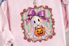 Holographic Ghost Pumpkin PNG Shirt Desi Product Image 2