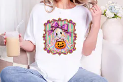 Holographic Ghost Pumpkin PNG Shirt Desi Product Image 4