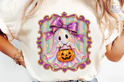 Holographic Ghost Pumpkin PNG Shirt Desi Product Image 6