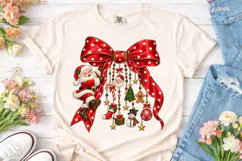 Christmas Santa Bow PNG Sublimation Shir Product Image 1