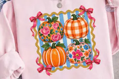 Floral Pumpkin PNG Sublimation Shirt Des Product Image 3