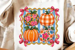 Floral Pumpkin PNG Sublimation Shirt Des Product Image 4