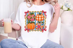 Floral Pumpkin PNG Sublimation Shirt Des Product Image 5