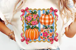 Floral Pumpkin PNG Sublimation Shirt Des Product Image 1