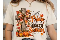 I Will Praise Him Autumn Cross PNG Desig Product Image 1