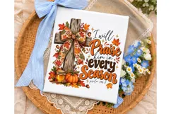 I Will Praise Him Autumn Cross PNG Desig Product Image 3
