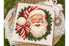 Santa Face Wreath PNG Sublimation Design Product Image 2