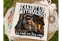 Funny Raccoon Jesus PNG Sublimation Desi Product Image 2