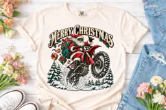 Merry Christmas Santa Motorcycle PNG Product Image 2