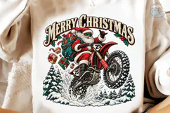 Merry Christmas Santa Motorcycle PNG Product Image 3