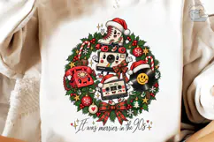 90s Retro Christmas Wreath PNG Sublimati Product Image 4