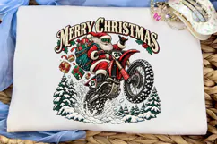 Merry Christmas Santa Motorcycle PNG Product Image 5