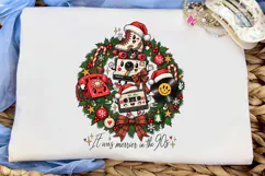 90s Retro Christmas Wreath PNG Sublimati Product Image 1