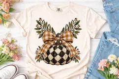 Harlequin Pumpkin Plaid Bow PNG Sublimat Product Image 2