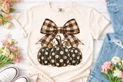 Polka Dot Pumpkin Bow PNG Sublimation De Product Image 2
