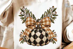 Harlequin Pumpkin Plaid Bow PNG Sublimat Product Image 4