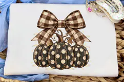 Polka Dot Pumpkin Bow PNG Sublimation De Product Image 5