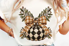 Harlequin Pumpkin Plaid Bow PNG Sublimat Product Image 6