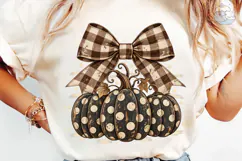 Polka Dot Pumpkin Bow PNG Sublimation De Product Image 6