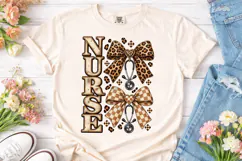 Nurse Life Leopard Bow PNG Sublimation D Product Image 2
