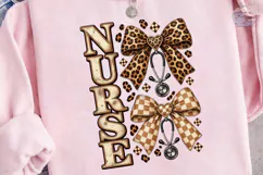 Nurse Life Leopard Bow PNG Sublimation D Product Image 1