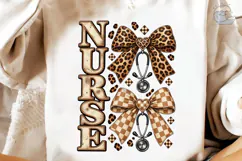 Nurse Life Leopard Bow PNG Sublimation D Product Image 3