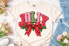 JOY Holly Bow Christmas PNG Shirt Design Product Image 2