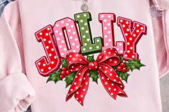 JOY Holly Bow Christmas PNG Shirt Design Product Image 3