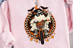 Cool Ghost Bike Halloween PNG Shirt Product Image 3