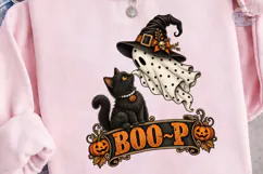 Halloween Boo-P Cat Ghost PNG Shirt Desi Product Image 2