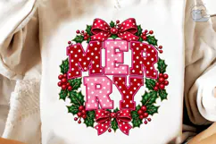 Merry Christmas Wreath PNG Sublimation Product Image 3