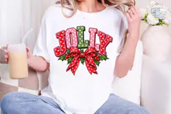 JOY Holly Bow Christmas PNG Shirt Design Product Image 4