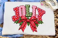 JOY Holly Bow Christmas PNG Shirt Design Product Image 5