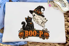 Halloween Boo-P Cat Ghost PNG Shirt Desi Product Image 5