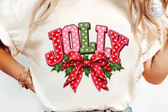 JOY Holly Bow Christmas PNG Shirt Design Product Image 6