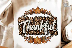 Thankful Leopard PNG Sublimation Shirt Product Image 4