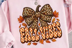 Fall Vibes Pumpkin Leopard Bow PNG Shirt Product Image 3