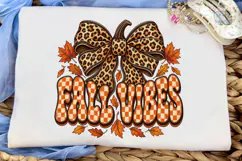 Fall Vibes Pumpkin Leopard Bow PNG Shirt Product Image 5