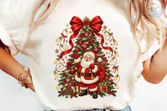 Santa Christmas Tree PNG Sublimation Des Product Image 1