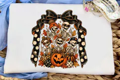 Halloween Skeleton Pumpkin PNG Shirt Des Product Image 5