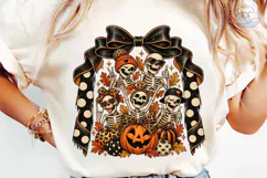 Halloween Skeleton Pumpkin PNG Shirt Des Product Image 6